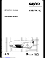 Sanyo VHR-VX700 Instruction Manual