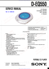 Sony CD Walkman D-EQ550 Service Manual