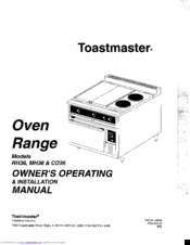 Toastmaster CO36 Owner's Operating And Installation Manual