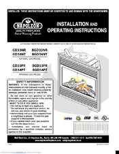 Napoleon GD34NT Installation And Operating Instructions Manual