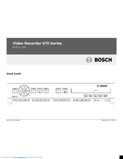 Bosch DVR 670 Series Quick Install Manual