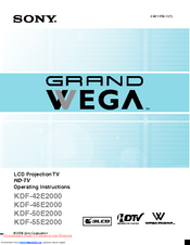 Sony Grand Wega KDF-50E2000 Operating Instructions Manual