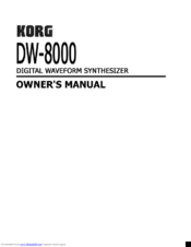 Korg DW-8000 Owner's Manual