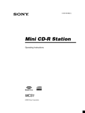 Sony MCS-1 Operating Instructions Manual
