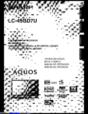 Sharp Aquos LC 45GD7U Operation Manual