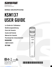 Shure KSM137 User Manual
