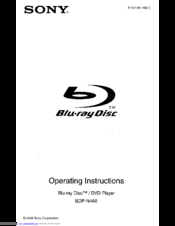 Sony BDP-N460 - Blu-Ray Disc Player Operating Instructions Manual