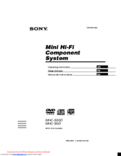 Sony MHC-S9D Operating Instructions Manual