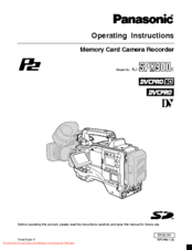 Panasonic AJ-SPX900E Operating Instructions Manual