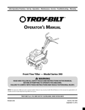 Troy-Bilt 390 Series Operator's Manual