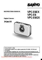 Sanyo Xacti VPC-E6EX Instruction Manual