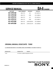 Sony FD Trinitron WEGA KV-13FS110 Service Manual