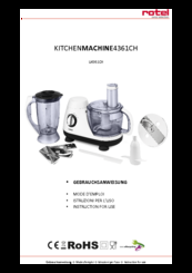 Rotel KITCHENMACHINE4361CH Instructions For Use Manual