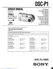Sony Cyber-shot DSC-P1 Service Manual And Parts List