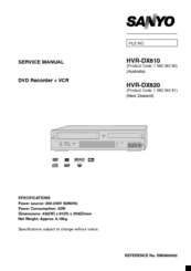 Sanyo HVR-DX620 Service Manual