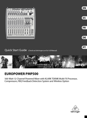 Behringer EUROPOWER PMP500 Quick Start Manual