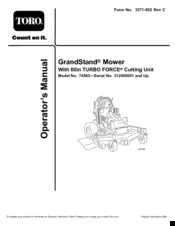 Toro GrandStand 74583 Operator's Manual