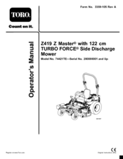 Toro Z MASTER Z419 Operator's Manual