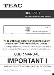 Teac HDR2700T User Manual