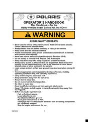 Polaris HD PTO Operator's Handbook Manual