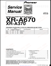 Pioneer XR-A670 Service Manual