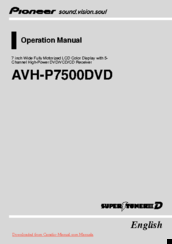 Pioneer AVH-P7500DVD Operation Manual
