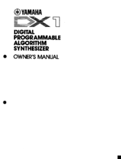 Yamaha DX1 Owner's Manual