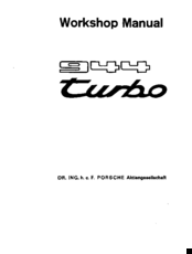 Porsche 944 Turbo 1988 Workshop Manual