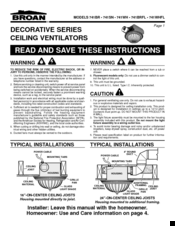 Broan 741BR Instructions Manual