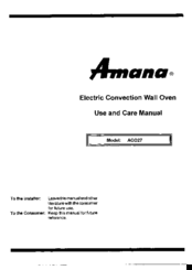 Amana ACO27 Use And Care Manual