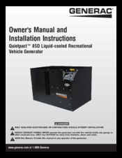 Generac Power Systems quietpact 85d Owner's Manual