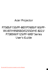 Acer P7305W Series User Manual