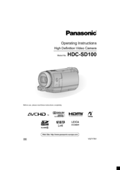 Panasonic HDC-SD100 Operating Instructions Manual