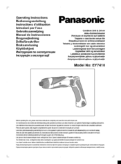 Panasonic EY7410 - DRILL DRIVER 3.6V Operating Instructions Manual