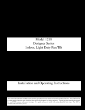 American Dynamics 1218 Installation And Operating Instructions Manual