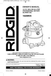RIDGID 1620RV0 Owner's Manual