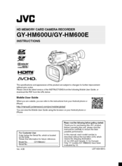 JVC GY-HM600E Instructions Manual