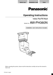 Panasonic AWPH360N - PAN/TILT HEAD Operating	 Instruction