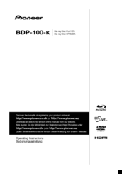 Pioneer BDP-100- K Operating Instructions Manual