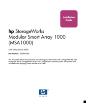 Hp storageworks msa1000 Installation Manual