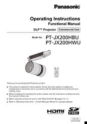 Panasonic PT-JX200HBU Operating Instrucctions
