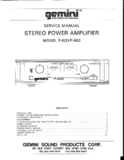 Gemini P-800 Service Manual