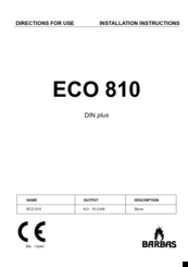 barbas ECO 810 Installation Instructions Manual