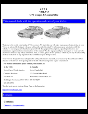 Volvo 2002 C70 Coupe Operation And Care Manual