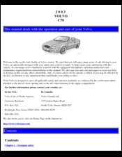 Volvo 2003 C70 Operation And Care Manual