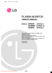 LG 42PM3MV - Ed Plasma Monitor Owner's Manual