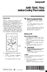 Honeywell T834C Installation Instructions Manual