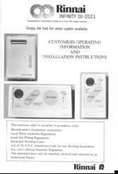 Rinnai infinity 20-2021 Customer Operation & Installation Manual