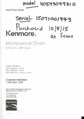 Kenmore 405.73099310 Use & Care Manual