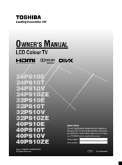 Toshiba 32PS10ZE Owner's Manual